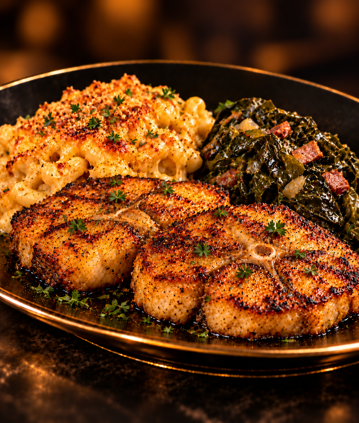 Grilled catfish served with sides